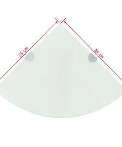 vidaXL Corner Shelf with Chrome Supports Glass White 35×35 cm