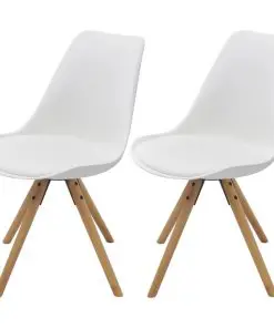 vidaXL Dining Chairs 2 pcs White Faux Leather