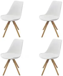 vidaXL Dining Chairs 4 pcs White Faux Leather