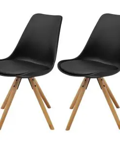 vidaXL Dining Chairs 2 pcs Black Faux Leather