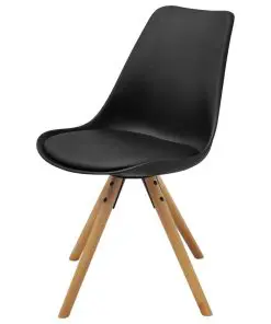 vidaXL Dining Chairs 2 pcs Black Faux Leather