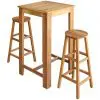 vidaXL Three Piece Bar Table and Stool Set Solid Acacia Wood vidaXL Three Piece Bar Table and Stool Set Solid Acacia Wood
