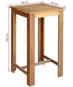 vidaXL Three Piece Bar Table and Stool Set Solid Acacia Wood
