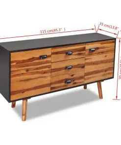 vidaXL Sideboard Solid Acacia Wood 115x35x70 cm
