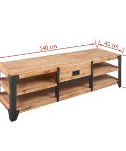 vidaXL TV Stand Solid Acacia Wood 140x40x45 cm