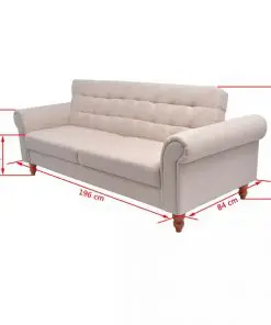 vidaXL Sofa Bed Fabric Cream