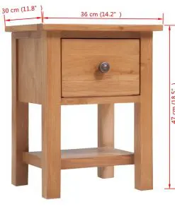 vidaXL Nightstand 36x30x47 cm Solid Oak Wood