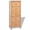 vidaXL Tallboy Chest of Drawers 45x32x115 cm Solid Oak Wood