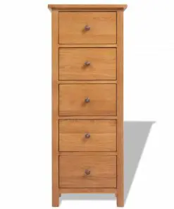 vidaXL Tallboy Chest of Drawers 45x32x115 cm Solid Oak Wood