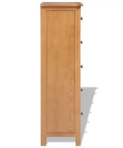 vidaXL Tallboy Chest of Drawers 45x32x115 cm Solid Oak Wood