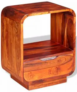 vidaXL Nightstand with Drawer Solid Sheesham Wood 40x30x50 cm