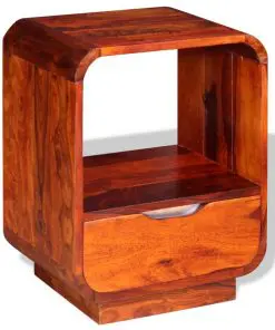 vidaXL Nightstand with Drawer Solid Sheesham Wood 40x30x50 cm