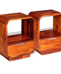 vidaXL Nightstand with Drawer 2 pcs Solid Sheesham Wood 40x30x50 cm