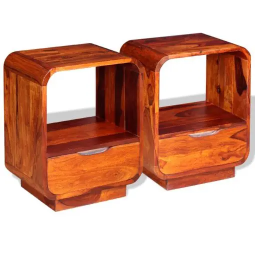 vidaXL Nightstand with Drawer 2 pcs Solid Sheesham Wood 40x30x50 cm