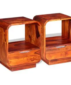 vidaXL Nightstand with Drawer 2 pcs Solid Sheesham Wood 40x30x50 cm
