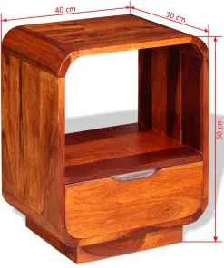 vidaXL Nightstand with Drawer 2 pcs Solid Sheesham Wood 40x30x50 cm