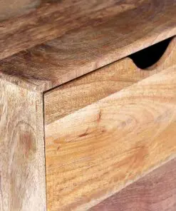 vidaXL Side Table with Drawer Wheels Mango Wood 40x40x45 cm