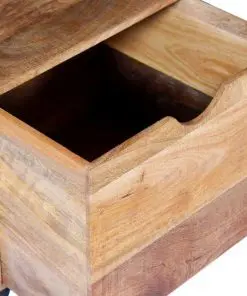 vidaXL Side Table with Drawer Wheels Mango Wood 40x40x45 cm