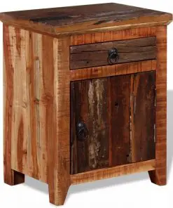 vidaXL Nightstand Solid Acacia Reclaimed Wood