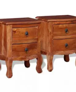 vidaXL Nightstands with Drawers 2 pcs Solid Acacia Wood