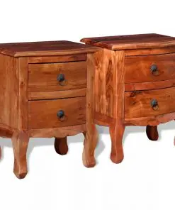 vidaXL Nightstands with Drawers 2 pcs Solid Acacia Wood