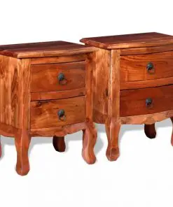 vidaXL Nightstands with Drawers 2 pcs Solid Acacia Wood