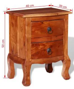 vidaXL Nightstands with Drawers 2 pcs Solid Acacia Wood