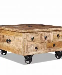 vidaXL Coffee Table Rough Mango Wood 70x70x40 cm