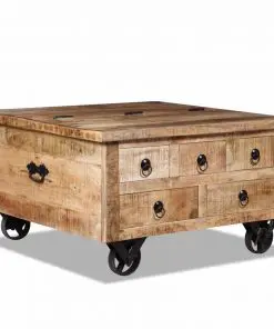 vidaXL Coffee Table Rough Mango Wood 70x70x40 cm