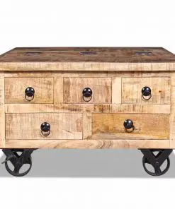 vidaXL Coffee Table Rough Mango Wood 70x70x40 cm