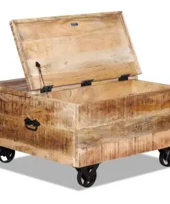 vidaXL Coffee Table Rough Mango Wood 70x70x40 cm