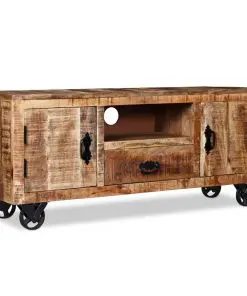 vidaXL TV Cabinet Rough Mango Wood 120x30x50 cm