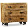 vidaXL Sideboard with 3 Drawers Rough Mango Wood