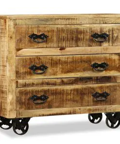 vidaXL Sideboard with 3 Drawers Rough Mango Wood