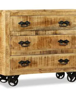 vidaXL Sideboard with 3 Drawers Rough Mango Wood