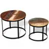 vidaXL Coffee Table Set 2 Pieces Solid Reclaimed Wood Round 40/50cm vidaXL Coffee Table Set 2 Pieces Solid Reclaimed Wood Round 40/50cm