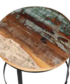vidaXL Coffee Table Set 2 Pieces Solid Reclaimed Wood Round 40/50cm