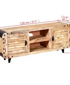 vidaXL TV Cabinet Rough Mango Wood 120x30x50 cm