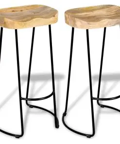 vidaXL Bar Stools 2 pcs Solid Mango Wood