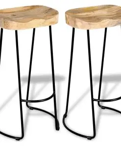 vidaXL Bar Stools 2 pcs Solid Mango Wood