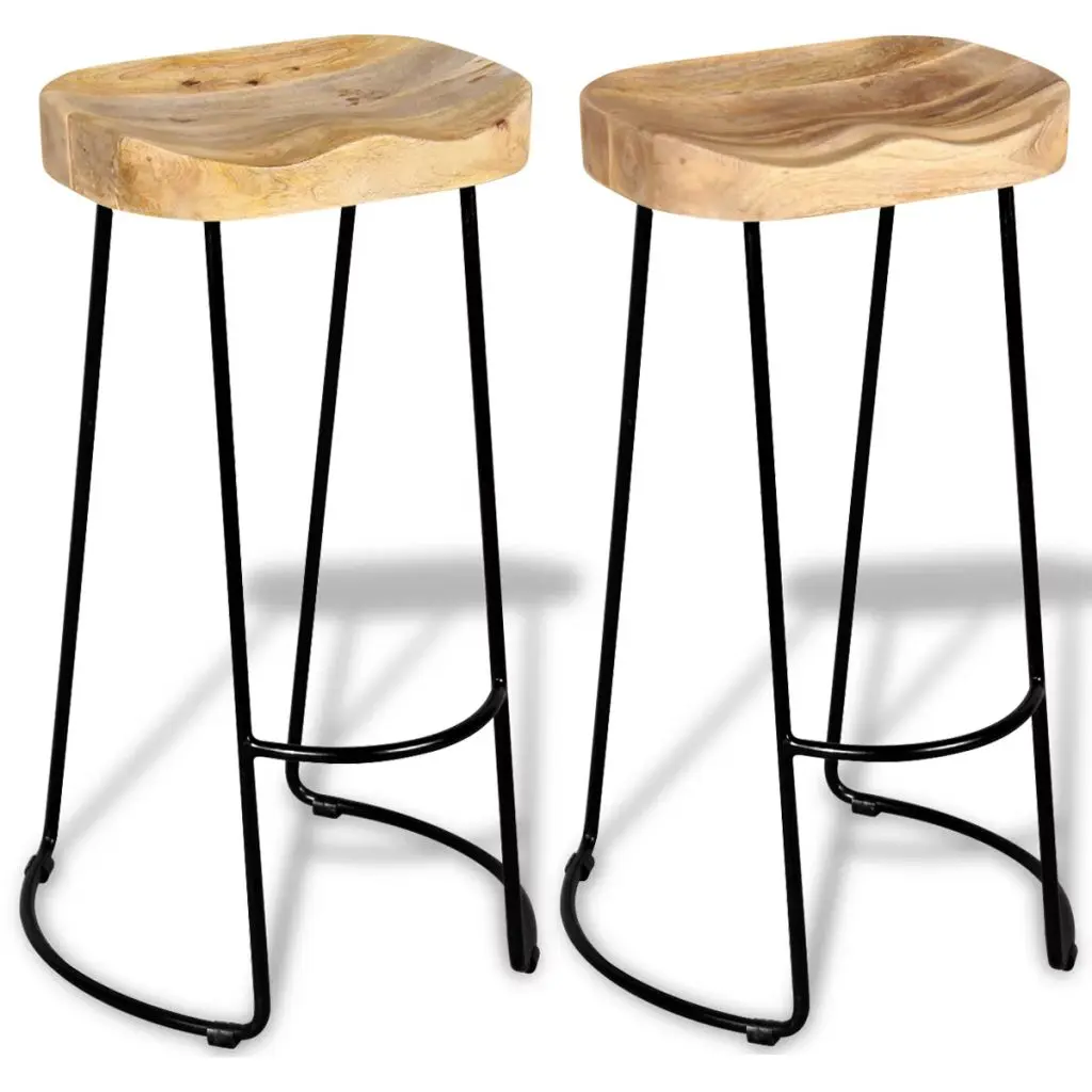 vidaXL Bar Stools 2 pcs Solid Mango Wood