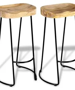 vidaXL Bar Stools 2 pcs Solid Mango Wood