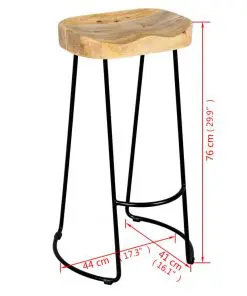 vidaXL Bar Stools 2 pcs Solid Mango Wood