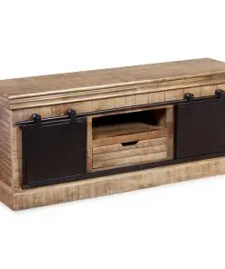 vidaXL TV Cabinet with 2 Sliding Doors Solid Mango Wood 110x30x45 cm