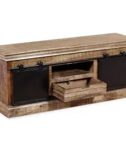 vidaXL TV Cabinet with 2 Sliding Doors Solid Mango Wood 110x30x45 cm