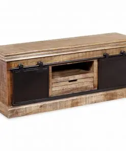 vidaXL TV Cabinet with 2 Sliding Doors Solid Mango Wood 110x30x45 cm