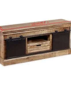 vidaXL TV Cabinet with 2 Sliding Doors Solid Mango Wood 110x30x45 cm
