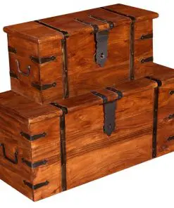 vidaXL 2 Piece Storage Chest Set Solid Wood