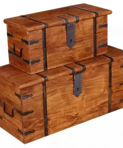 vidaXL 2 Piece Storage Chest Set Solid Wood