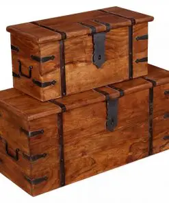 vidaXL 2 Piece Storage Chest Set Solid Wood